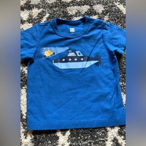 Blue baby boy boat with fish t-shirt
